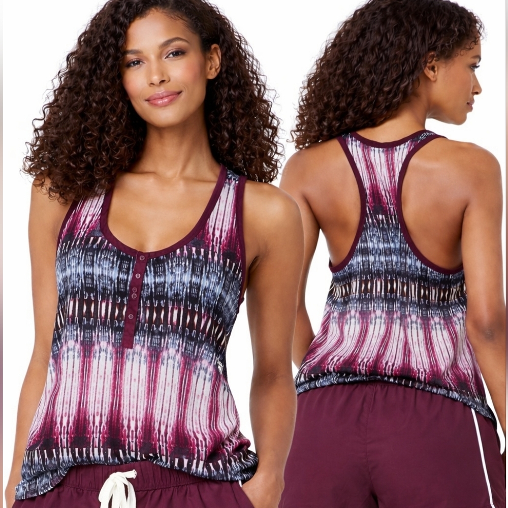 Nwt Splendid Night Sky Tribal Stripe Print Racerback Tank Top Pajama Rayon Shirt